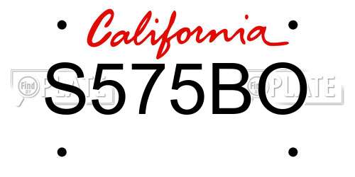 S575BO California License Plate