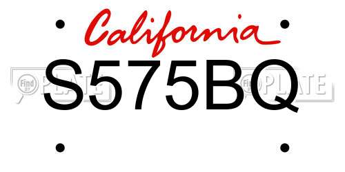 S575BQ California License Plate