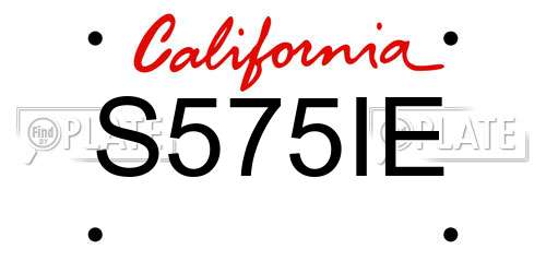 S575IE California License Plate