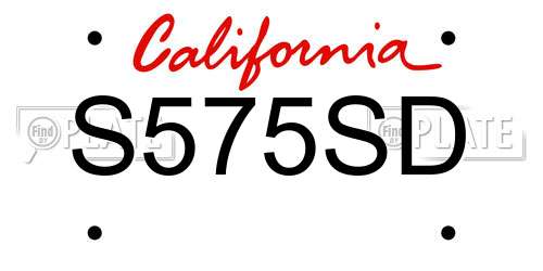 S575SD California License Plate