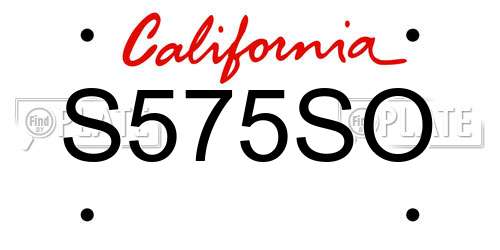 S575SO California License Plate