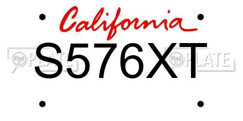 S576XT California License Plate