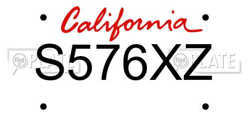 S576XZ California License Plate