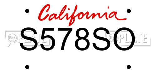 S578SO California License Plate
