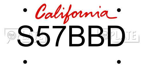 S57BBD California License Plate