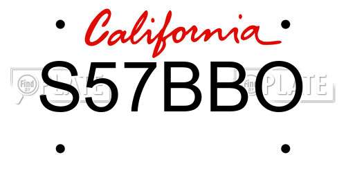 S57BBO California License Plate