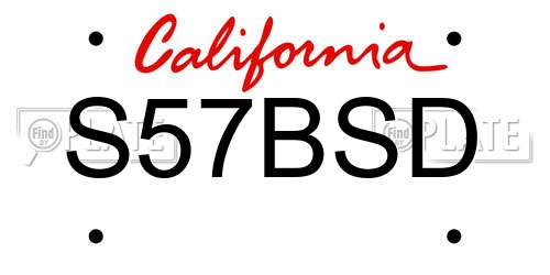 S57BSD California License Plate