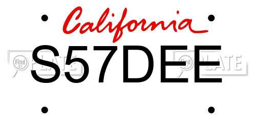 S57DEE California License Plate