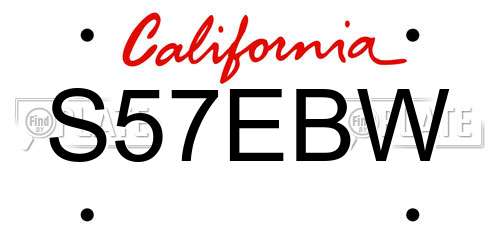 S57EBW California License Plate