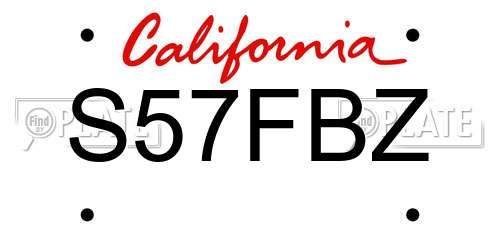 S57FBZ California License Plate