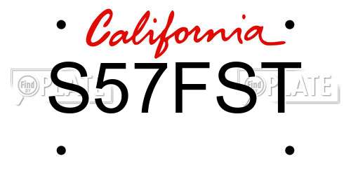 S57FST California License Plate