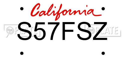 S57FSZ California License Plate