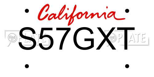 S57GXT California License Plate