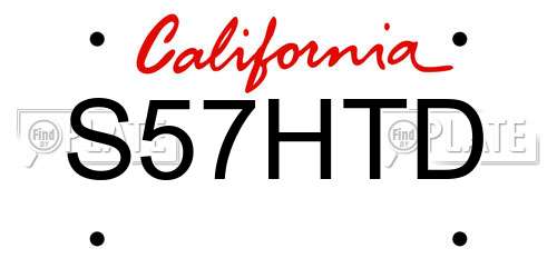S57HTD California License Plate