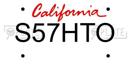 S57HTO California License Plate