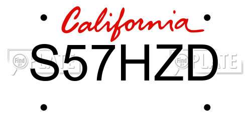 S57HZD California License Plate