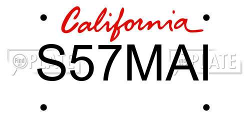 S57MAI California License Plate