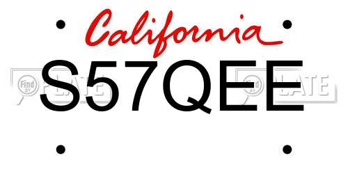 S57QEE California License Plate