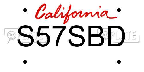 S57SBD California License Plate