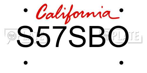 S57SBO California License Plate