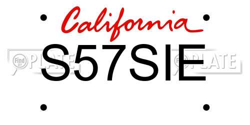S57SIE California License Plate