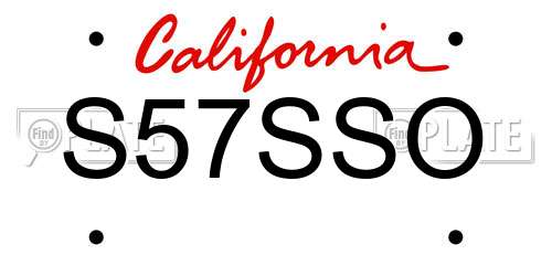 S57SSO California License Plate