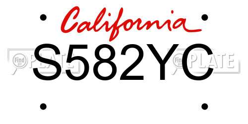 S582YC California License Plate