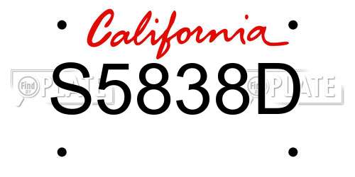 S5838D California License Plate