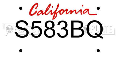 S583BQ California License Plate