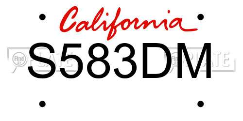 S583DM California License Plate