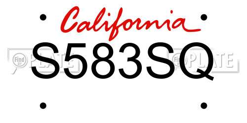 S583SQ California License Plate