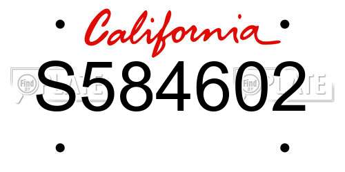 S584602 California License Plate