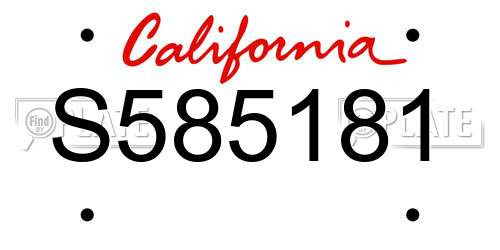 S585181 California License Plate