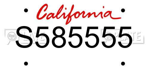 S585555 California License Plate