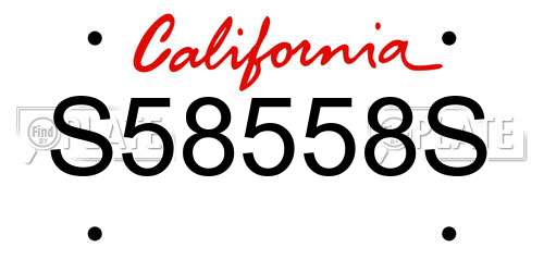 S58558S California License Plate