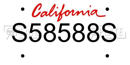 S58588S California License Plate