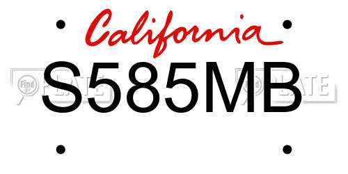 S585MB California License Plate