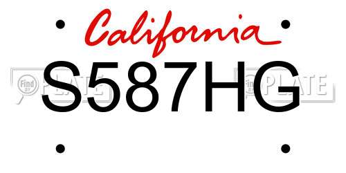 S587HG California License Plate