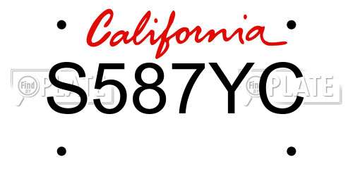 S587YC California License Plate