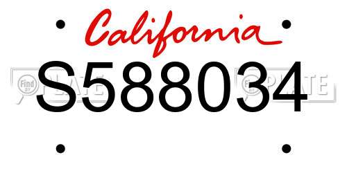 S588034 California License Plate