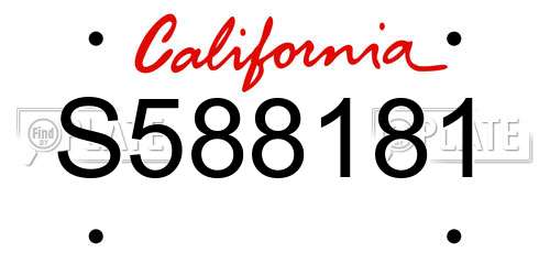 S588181 California License Plate