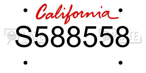 S588558 California License Plate