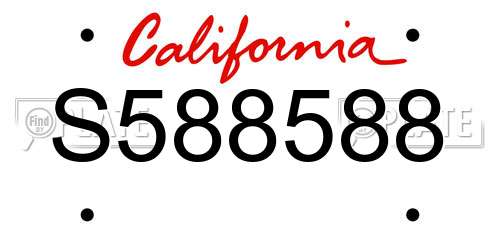 S588588 California License Plate