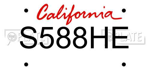 S588HE California License Plate