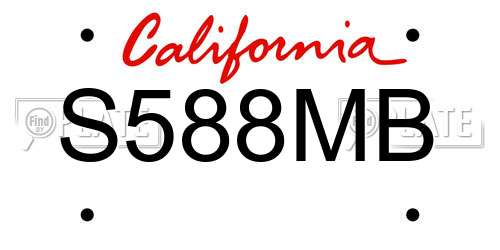 S588MB California License Plate