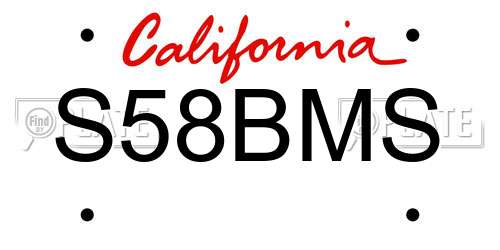 S58BMS California License Plate