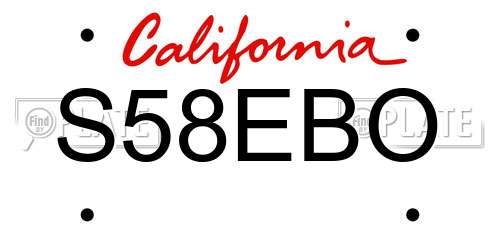 S58EBO California License Plate