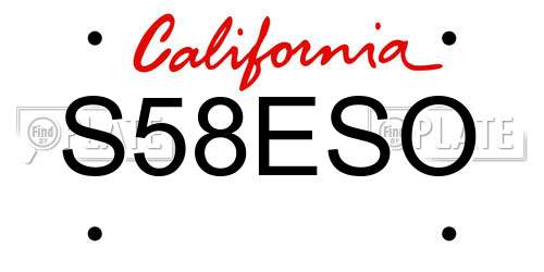 S58ESO California License Plate