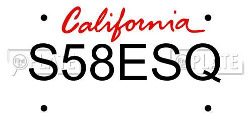 S58ESQ California License Plate