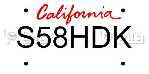 S58HDK California License Plate